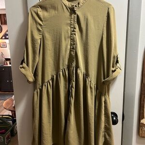 Zara Khaki Button-Up Blouse